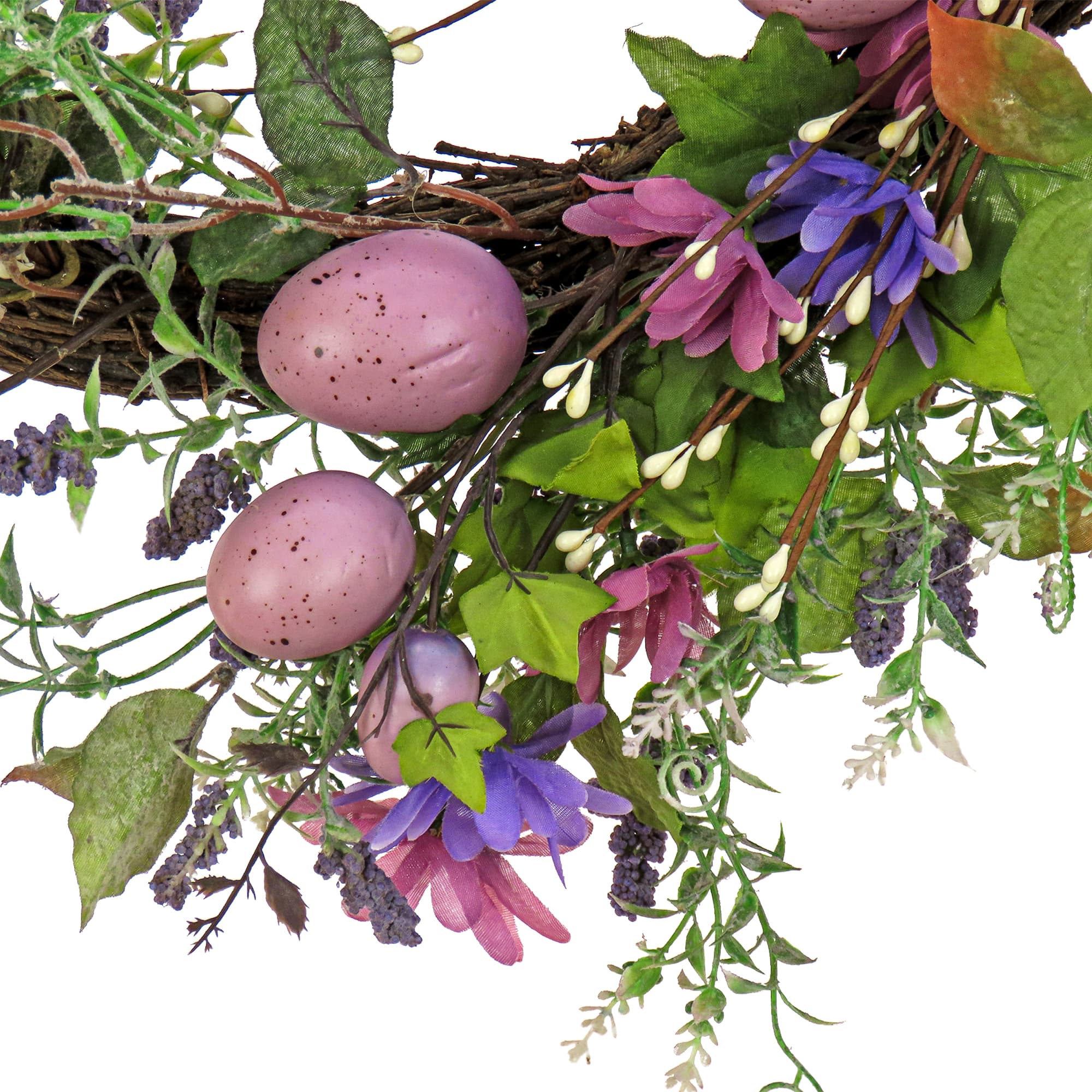 22" Flowering Pink Eggs Easter Wreath